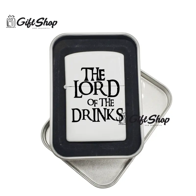 The lord of drinks, bricheta metalica gravata laser cu mesaj